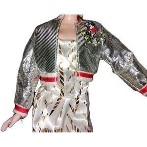 BARBIE Doll Jacket 1996 Walt Disney World 25th Anniversary #231 Silver Red Strip